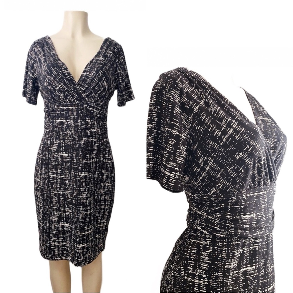 Ann Taylor Pencil Sheath Office Work Formal Contemporary V-Neck Modern Dress 10P